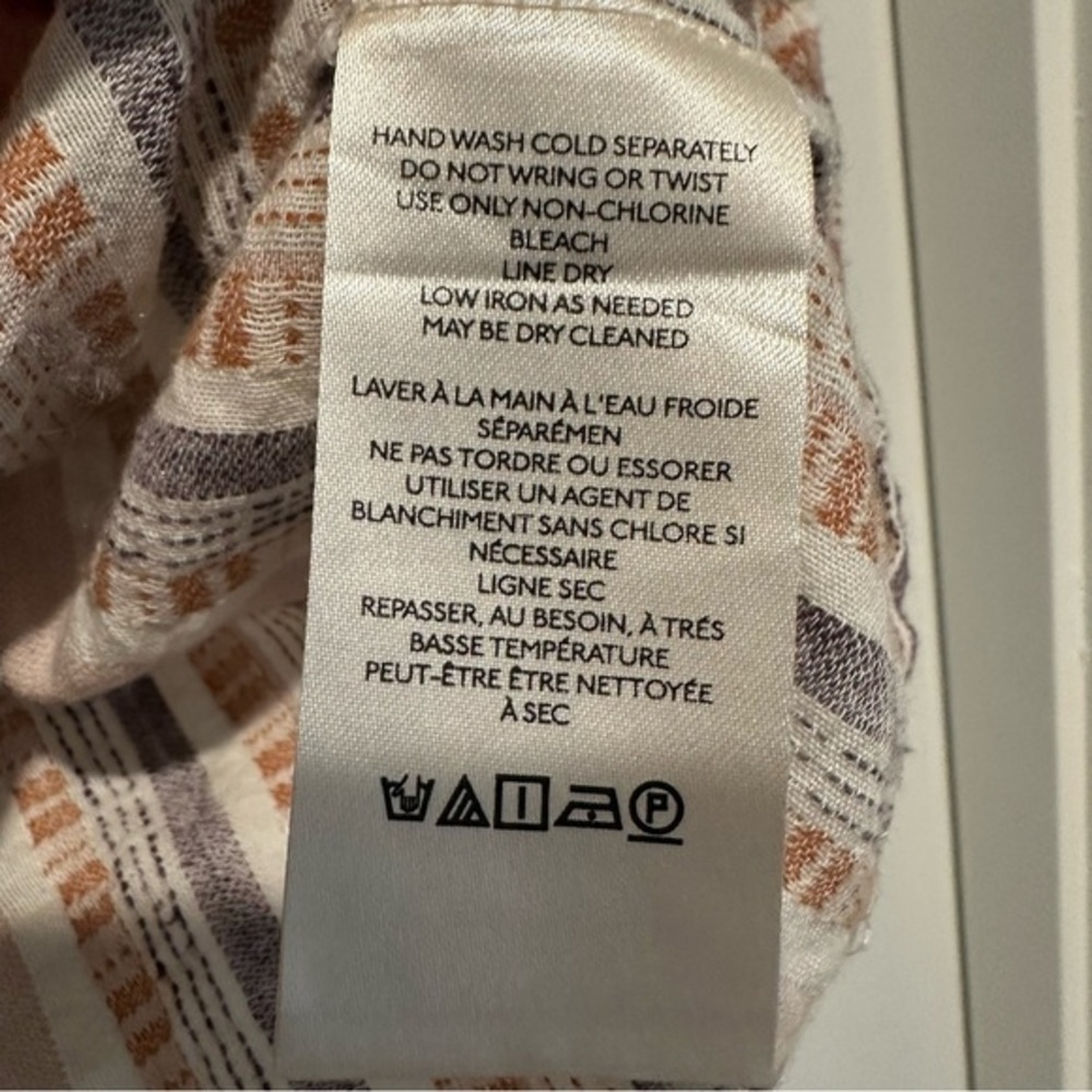 By Anthropologie Cropped Utility Pullover Top Striped Tan Purple Pink Size small - Picture 10 of 10